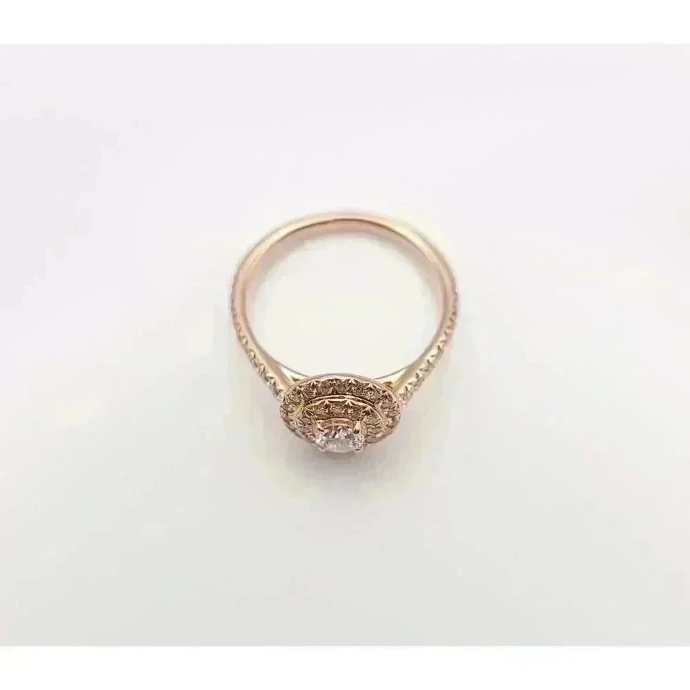 Tiffany & Co 18kt Rose Gold Soleste Diamond Halo Engagement Ring Size 4.5